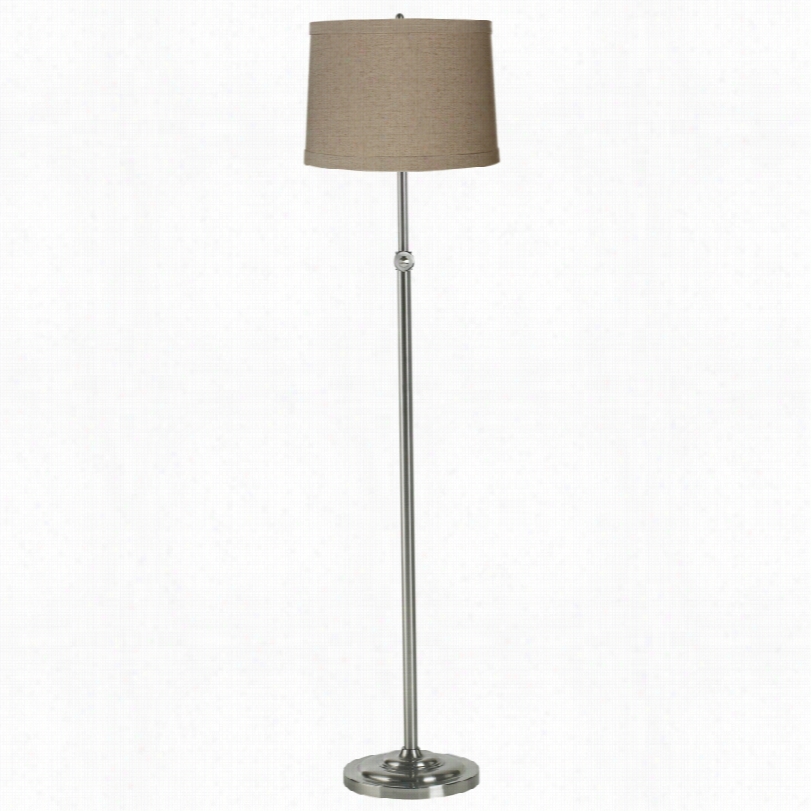 Contemp Orary Natural Linen Drum Shade Wiith Brushed Steel Overthrow Lamp