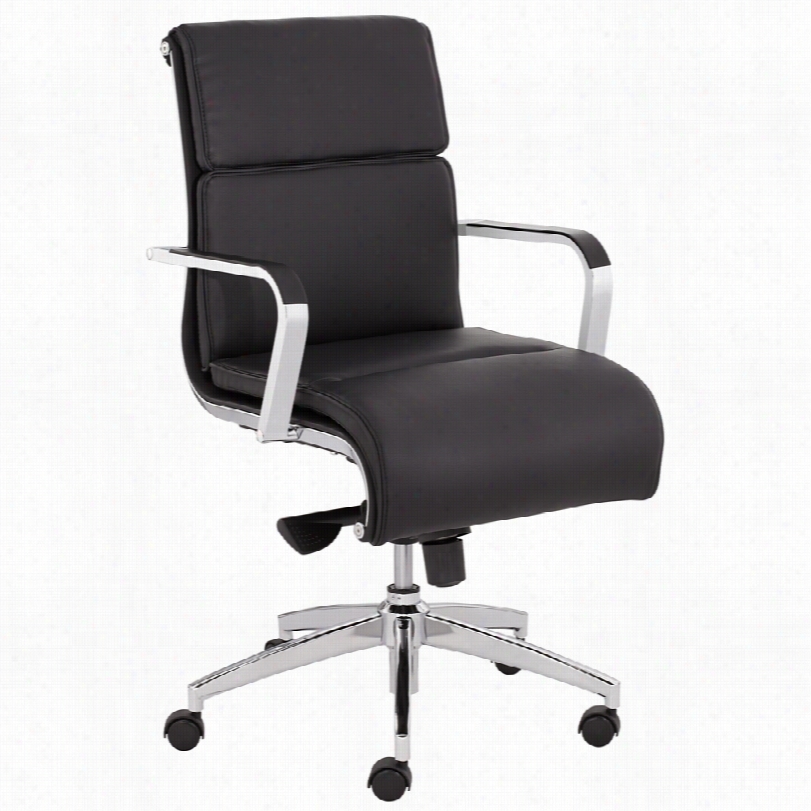 Contemporary Nelson Black Faux Leather Mjd Back Office Chair