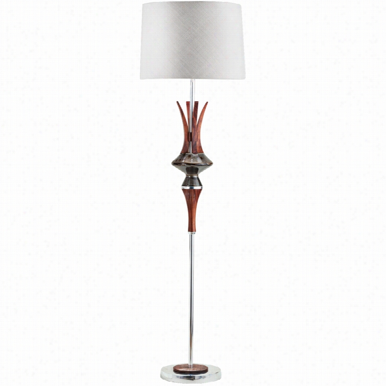 Contemporary Nova Reina Walnut Gray Weathered Charcoal Modern Floor Lamp