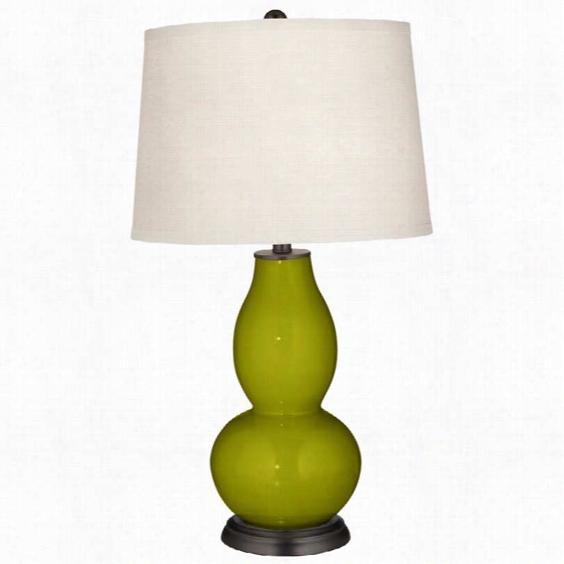 Contemmporary Olive Reen Doublr Gourd 29 1/2-inchh-h Color Plus Table Lamp