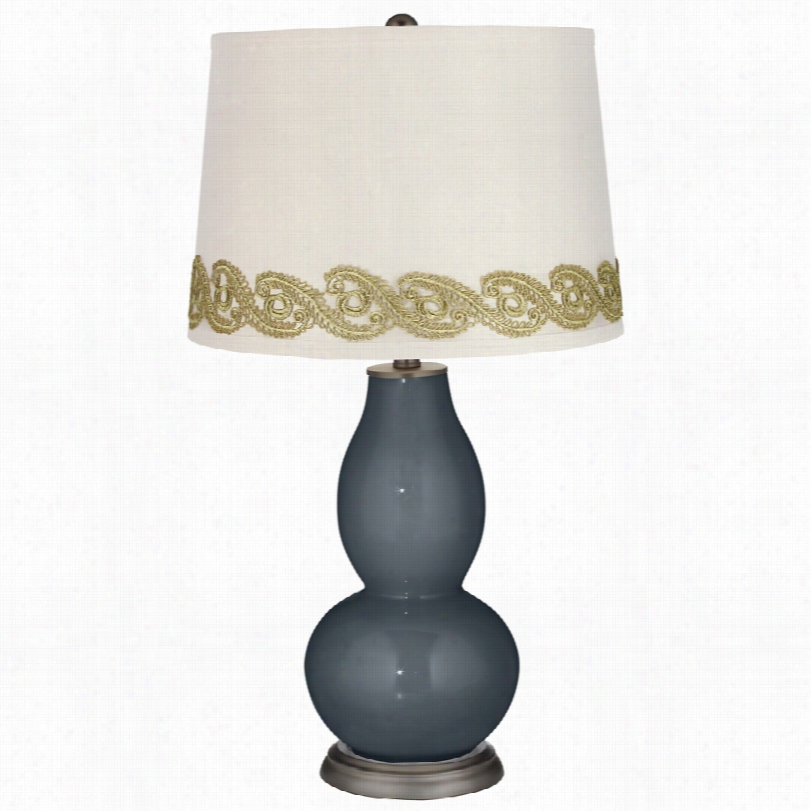 Contemporary Outer Space Double Gourd Table Lamp Wit Vine Lace Trim