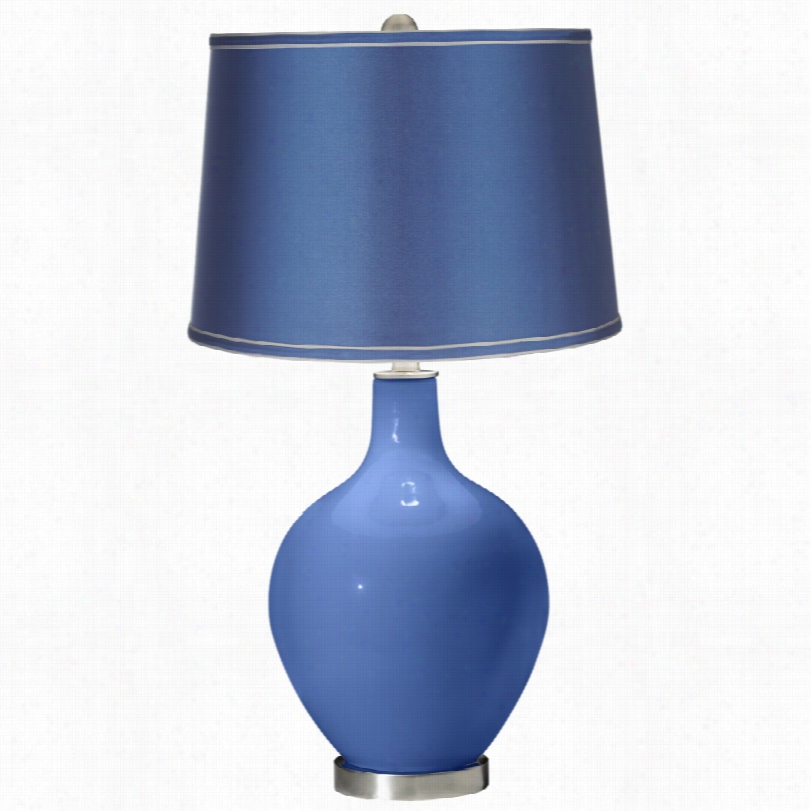 Contemporar Y Ovo Dazzle With Satin  Blue Shade Color Plus Tab Le Lamp