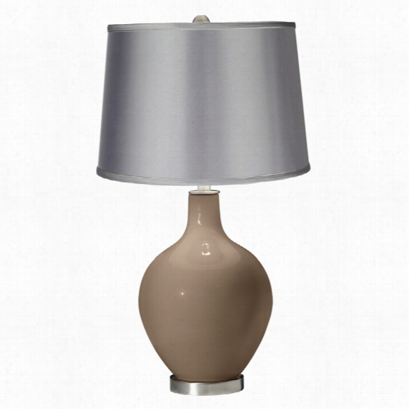 Contemporary Ovo Moch Asatin Light Gray Shade Color Plus Table Lamp