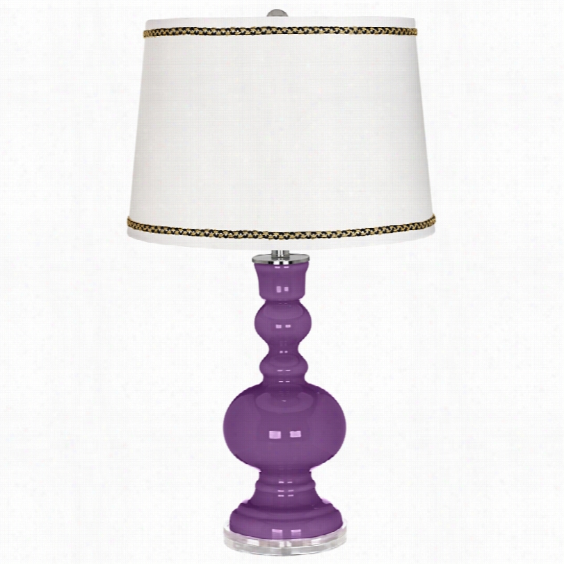 Cntemporary Passionate Purple Apothecary Table Lamp With Ric-rac Trim