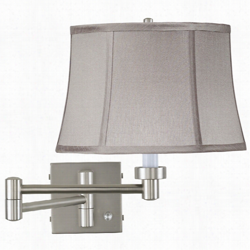 Contemporary Pewter Rgay Drum Brushed Steel Swing Arm Wall Lamp