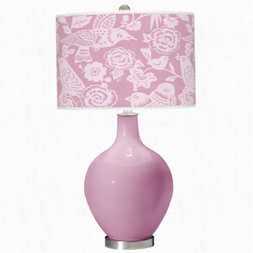 Contemporary Pink Heart's-ease Aviary Pattern Ovo 28 1/2-inch-h Table Lamp