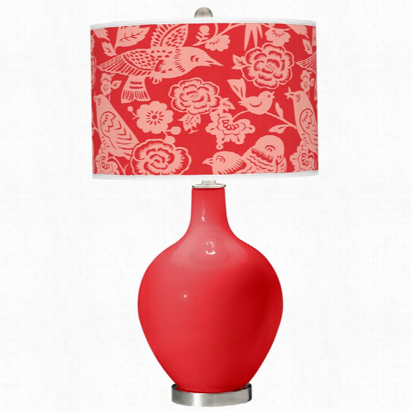 Contemporary Poppy Red Avary Pattern Ovo 2 8 1/2-inch-h Table Lamp