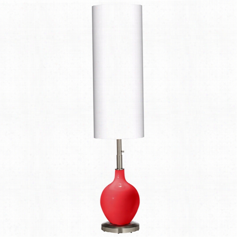 Contemporary Poppy Red With White Shade Modern Ovo Flo0r Lamp