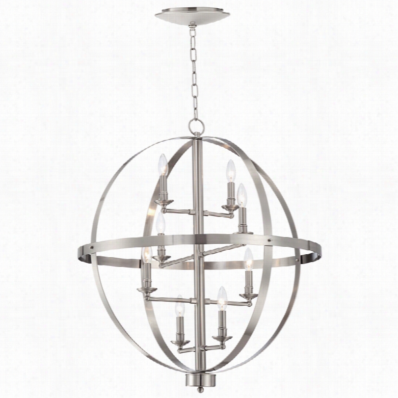 Contemporary Portola Brushed Stee L8-light Chandelier With Led Cano P Y