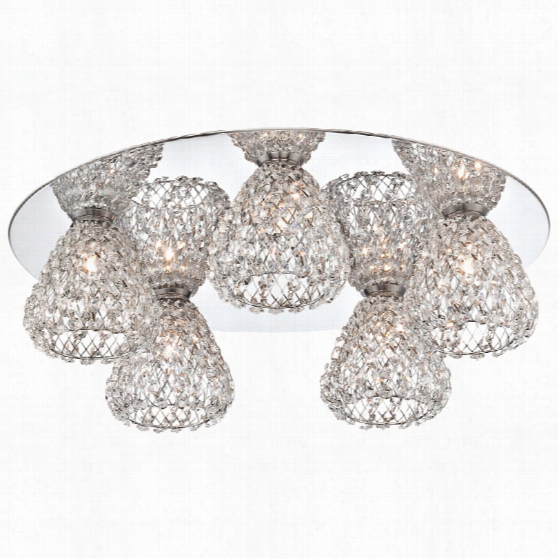 Contemporary Possini Euro Liliana 20 3/4""w 5-light Crystal Ceiling Li Ght