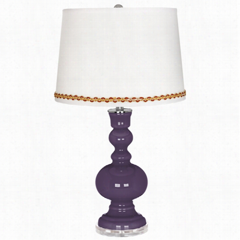 Contemprary Quixotic Plum Apothecary Table Lamp With Srrpentine Trim