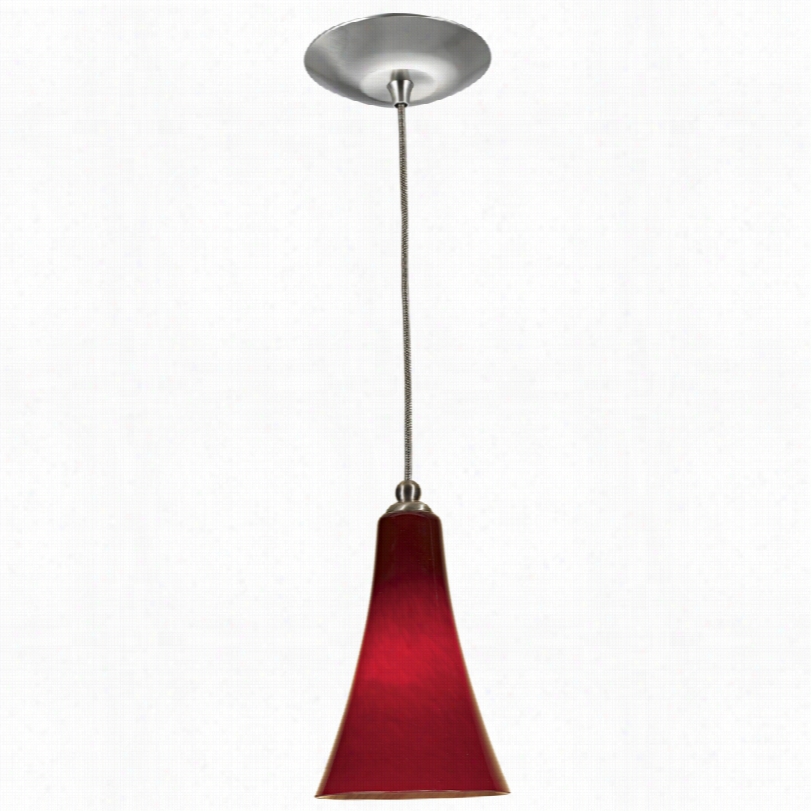 Contemporary Red Cone Glass Brushed Steel Modern Mini Pendant