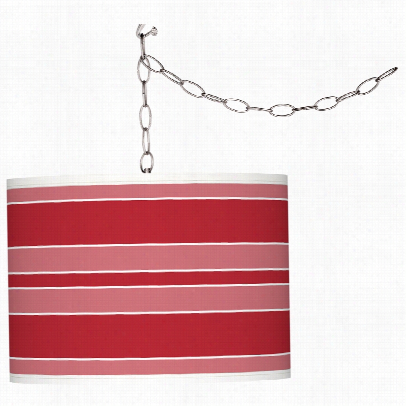 Contemporary Ribbon Red Bold Stripe Art Shade Plug-in Swag Penadnt