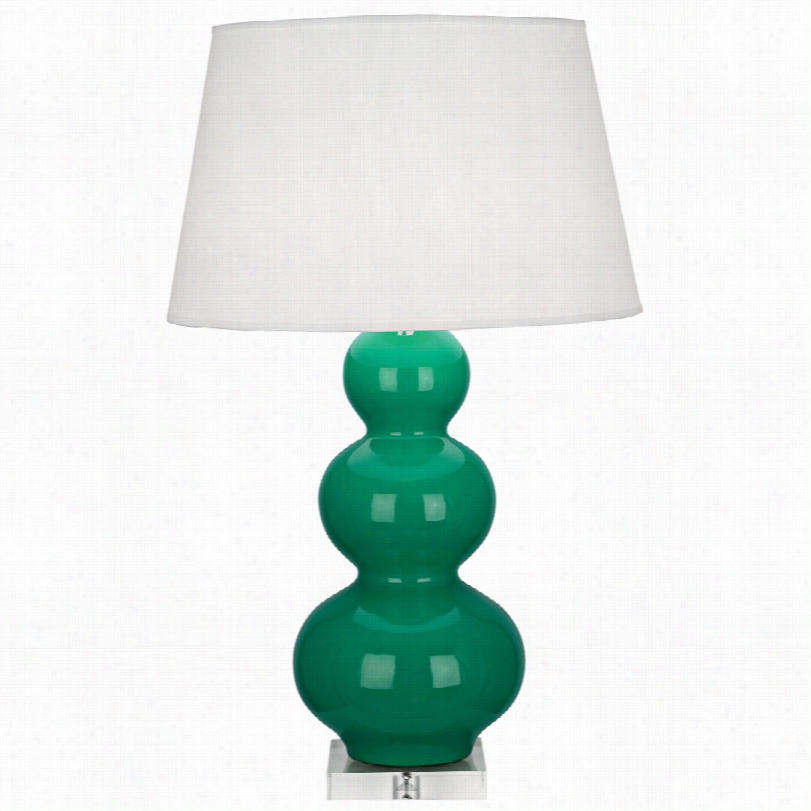 Contemporary Roberta Bbey Emerald Green Lucite Tr Iple Gourd Buffet Lamp