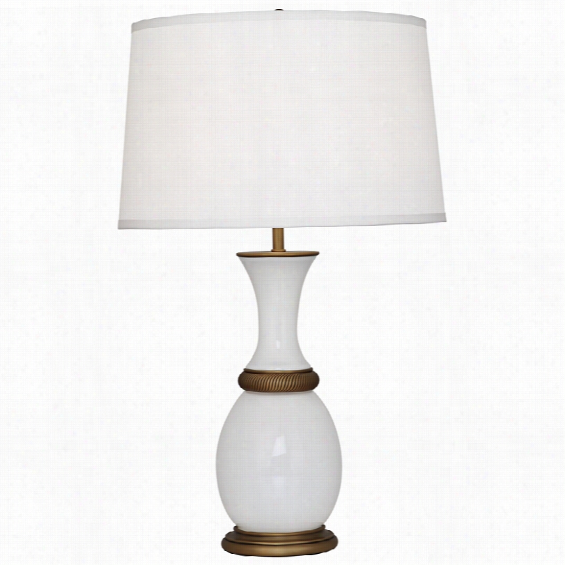 Contemporary Robert Abey Ludwell White Glass And Brasss Table Lamp