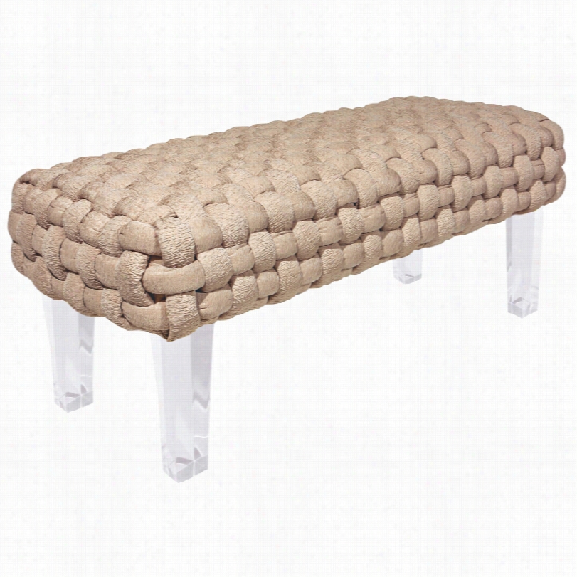 Contemporary Rojo 16 Funky-modern Paited Beige Woven 49-inch-w Bench