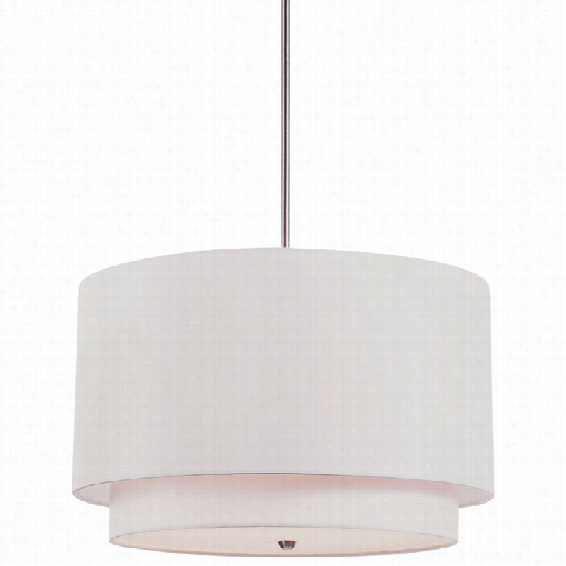 Contemporary Rondin Brushed Nickel White 18-inch-w 3-light Pendant