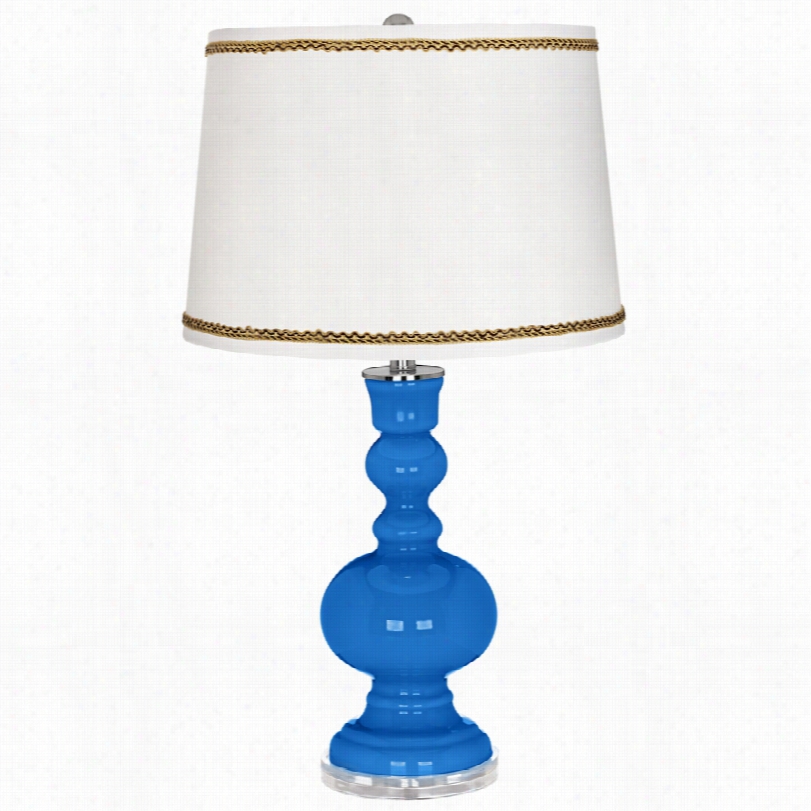 Con Temporary Royal Blue Apotheacry Table Lamp With Twist Scroll Trim