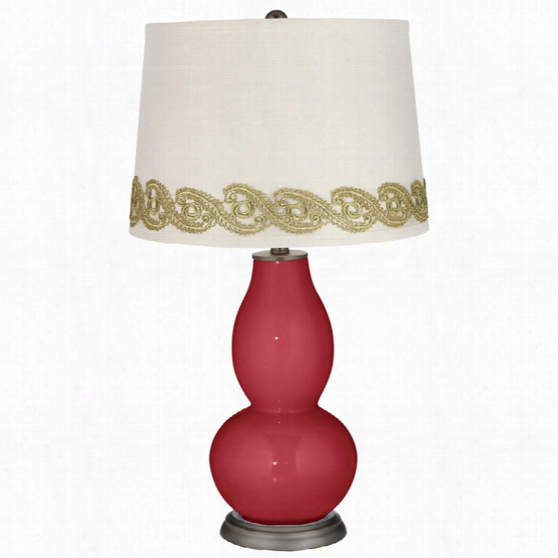 Contemporary Samba Double Gourd Table Lamp With Vine Lace Tri M