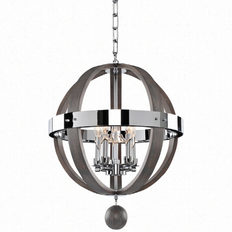 Contemporary Sharlow Charcoal Silverleaf Glass 19-inch-w 5-light Pendant