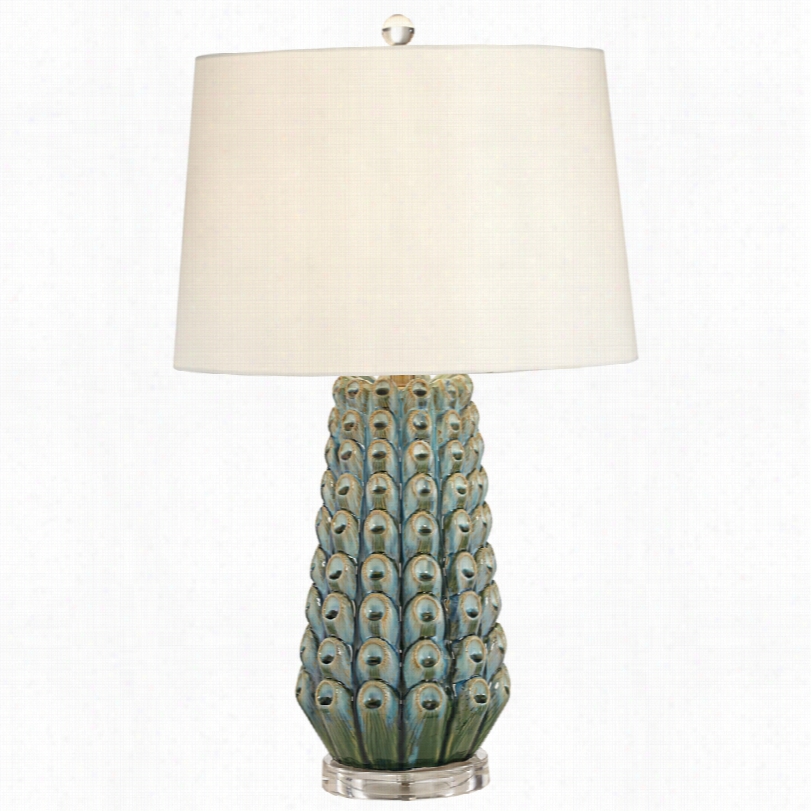 Contemporary Siestta Key Blue Ceramic 38-inch-h Table Lamp