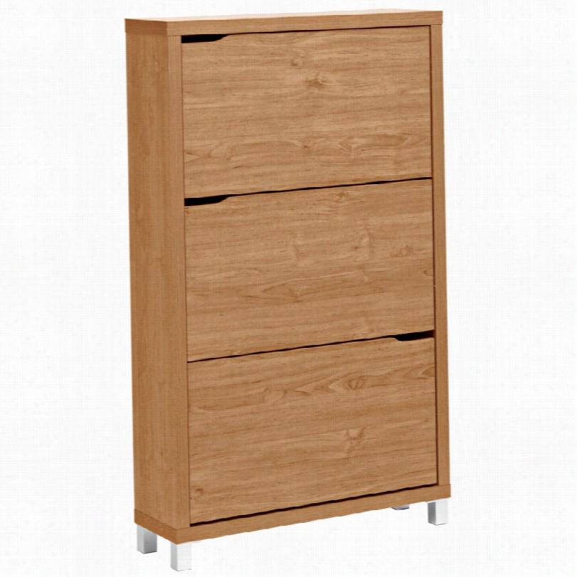 Contemporary Simms Moedrn Maple 31 1/4inch-w Three-tire Shoe Cabinet