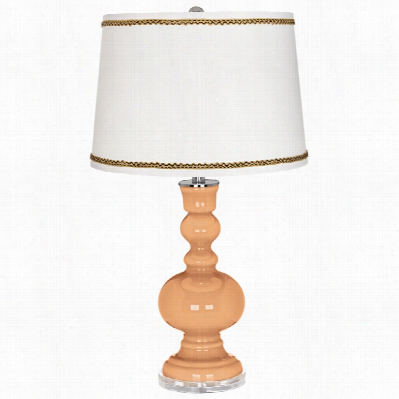 Contemporary Soft Apricot Apothecary Table Lamp With Twist Scroll Trim