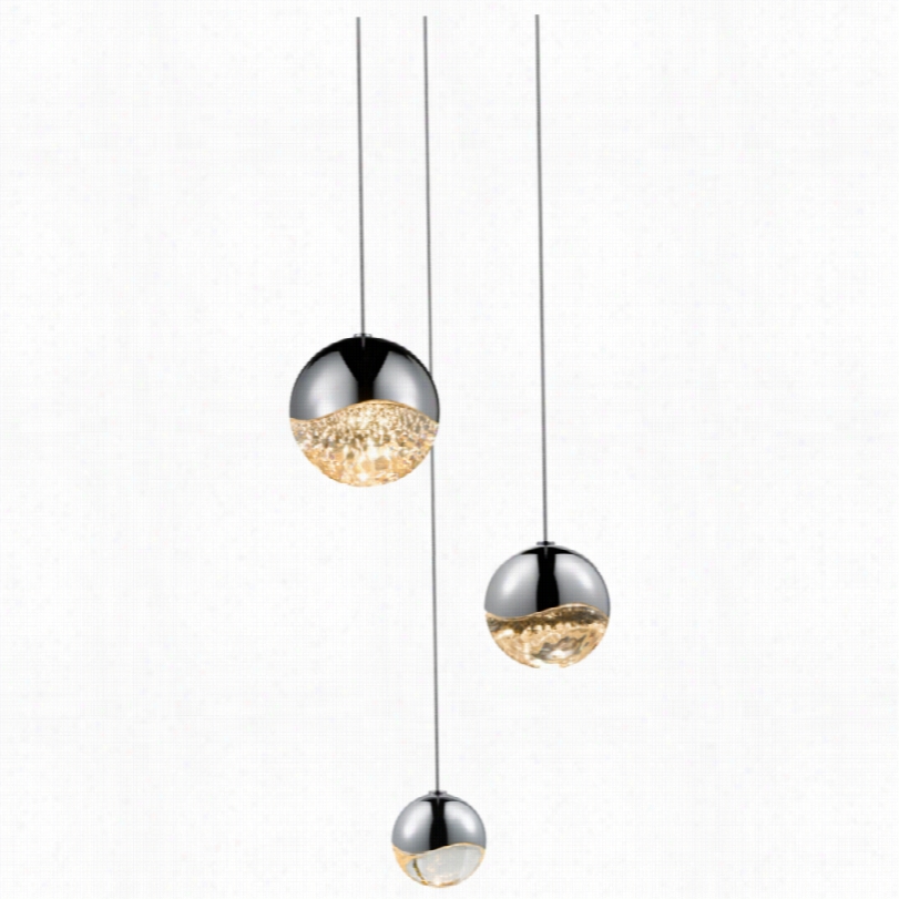 Contemporary Sonneman Grapes 3-light Led Chrome Pendant