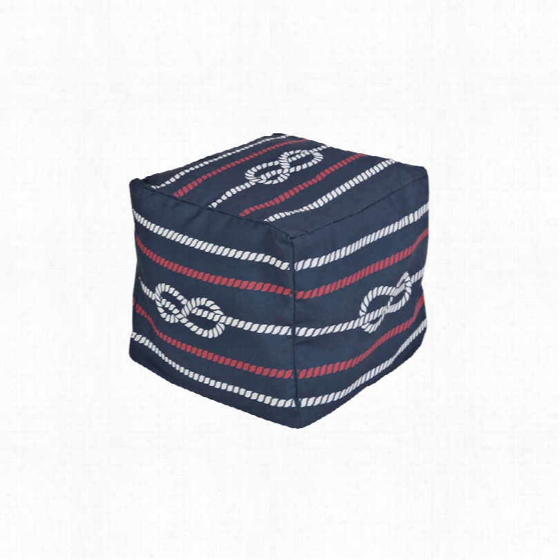 Contemmporary Surya Nautical Kot  Bij Ou Lue 20-inch Square Pouf Ottoman