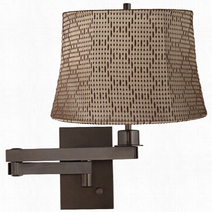 Contemporary Tan And Brown Binary Print  Shade Bronze All Lamp