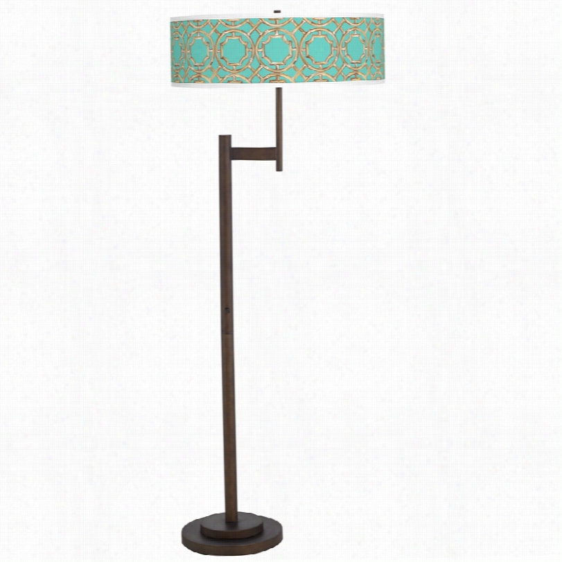 Contemporary Teal Bamboot Rellis Parker Bronze Light Blaster➢ Floor Lamp