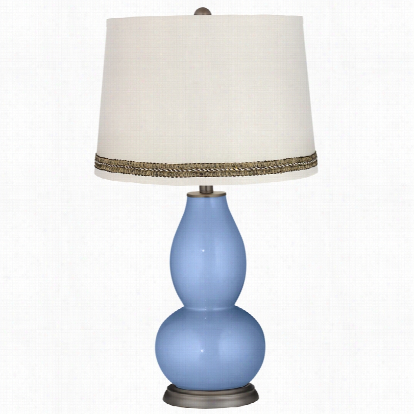 Contemporary T Empest Metallic Double Gourd Table Lamp With Wave Braid Trim