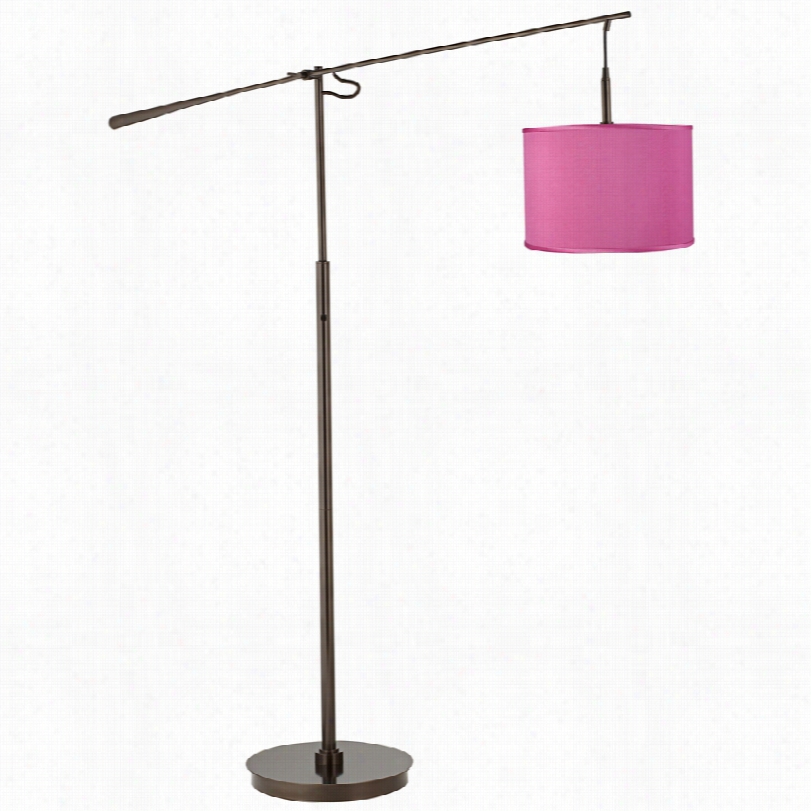 Contwmporaryt Iger Bronze With Beaming Rochid Faux Islk Shade Floor Lamp