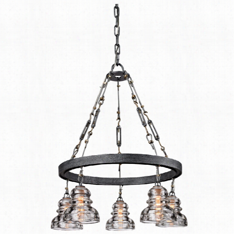 Contemporwry Troy Menlo Park Iron And Brass 25 1/2-inch-w Chandelier