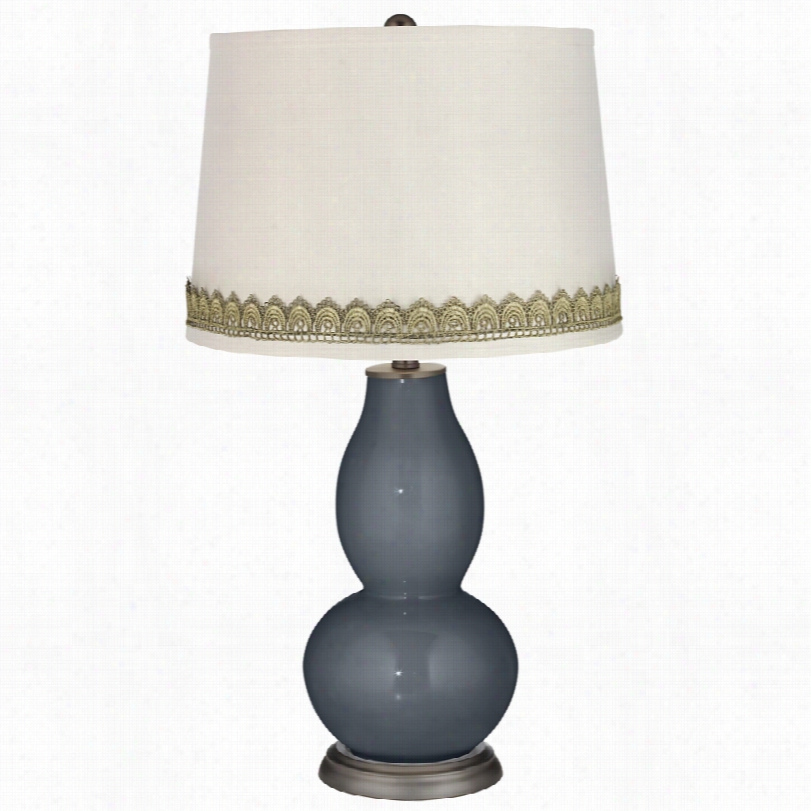 Contemporary Turbulence Double Gourd Flat Lamp Wit Scallop Lace Trim