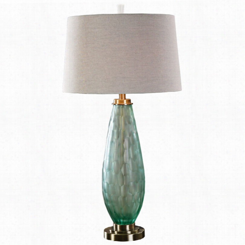 Contemporary Uttermost Lenado Sea Green Glass 32 3/4-inch-h Table Lamp