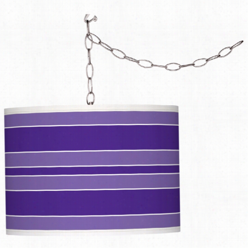 Contemporary Violet Bold Stripe Glow 13 1/2-inch-w Plug-in Pendant