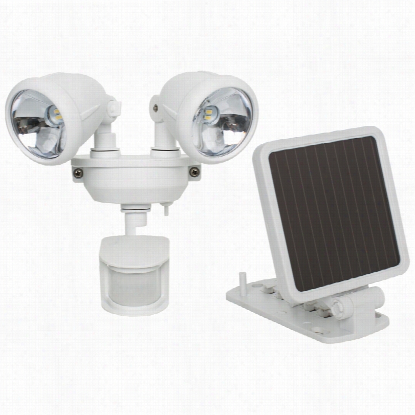 Contemporary White Dual Head Solar Powered Led Security Spotlight