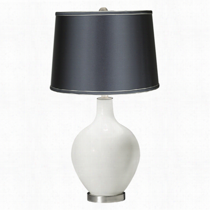 Contem Porary Wwinter White With Satin Dark Gray Color Plus Ovo Table Lamp