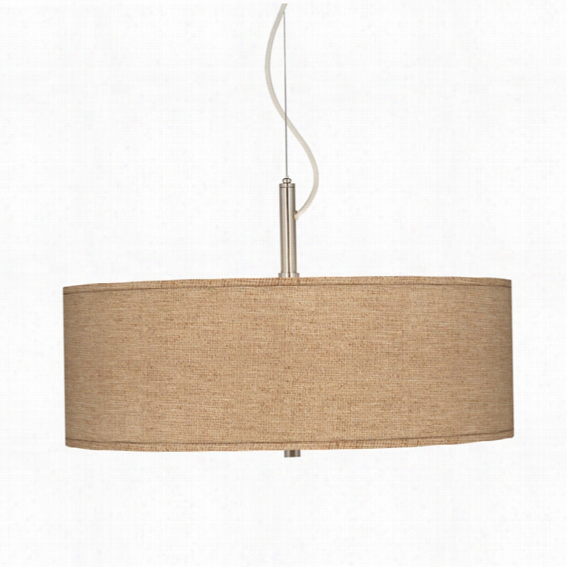 Contemporary Woven Burlap Brushed Steel 2-0inch-w Pendant Chandelier