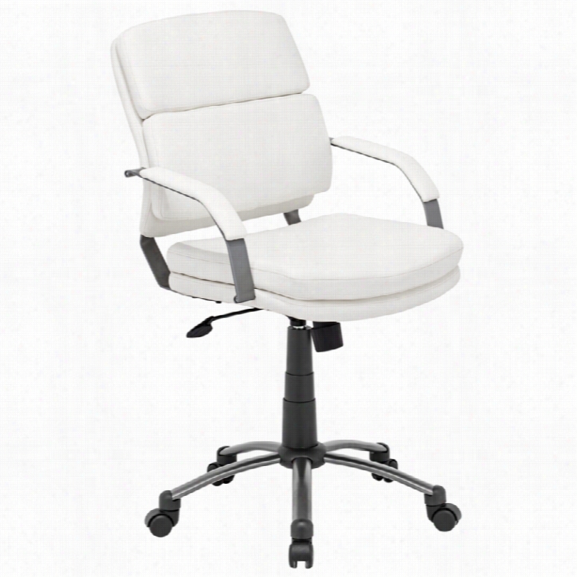 Contemporary Zuo Director Relax Chrome White Faux Leather Office Chair