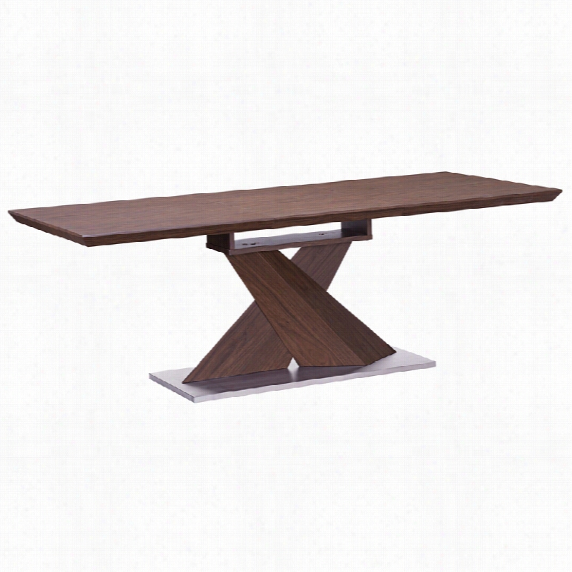 Contmporaarry Zuo Jaques Wal Nut Rectngullar Extension Dining Table