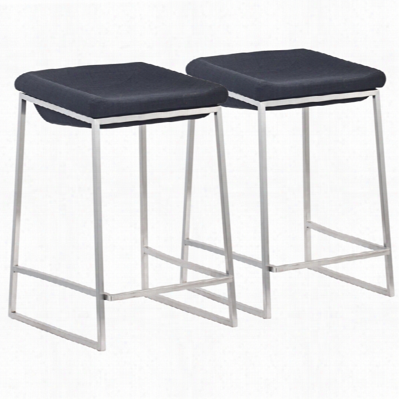 Contemporary Zuo Lidss Dark Gray 30-inch-h Et Of 2 Countdr Chairs