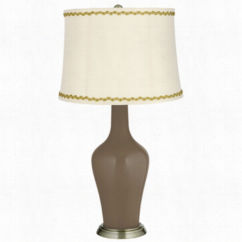 Transitional Cobble Brown And Relaxed Wave Trim Anya Table Lamp