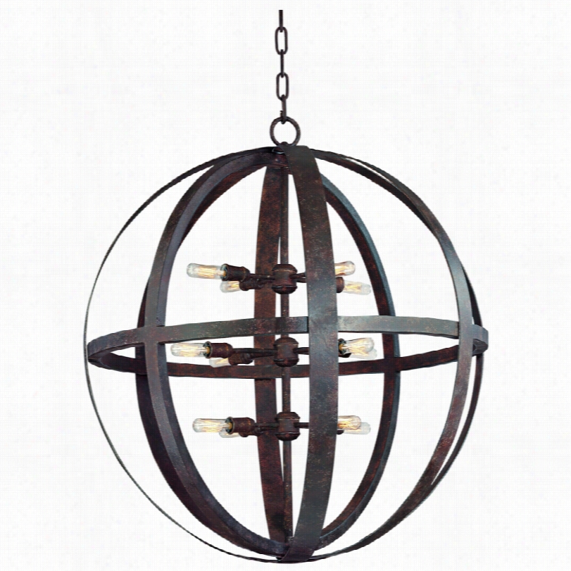 Transitional Flatirno Weathered Iron Pendant Light