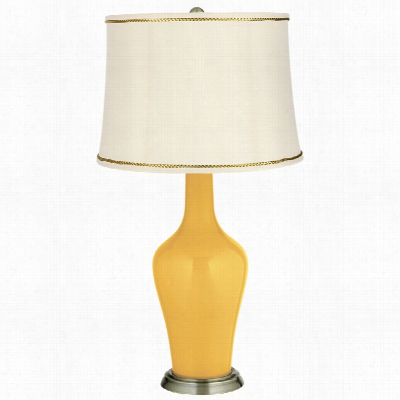 Transitioanl Goldenrod Anya With Prseident's Braid Trim Table Lamp