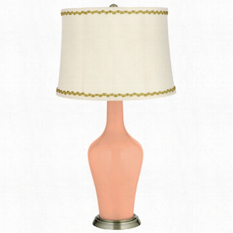 Trans Itional Mellow Coral And Relaxed Wave Trim Anya Table Lamp