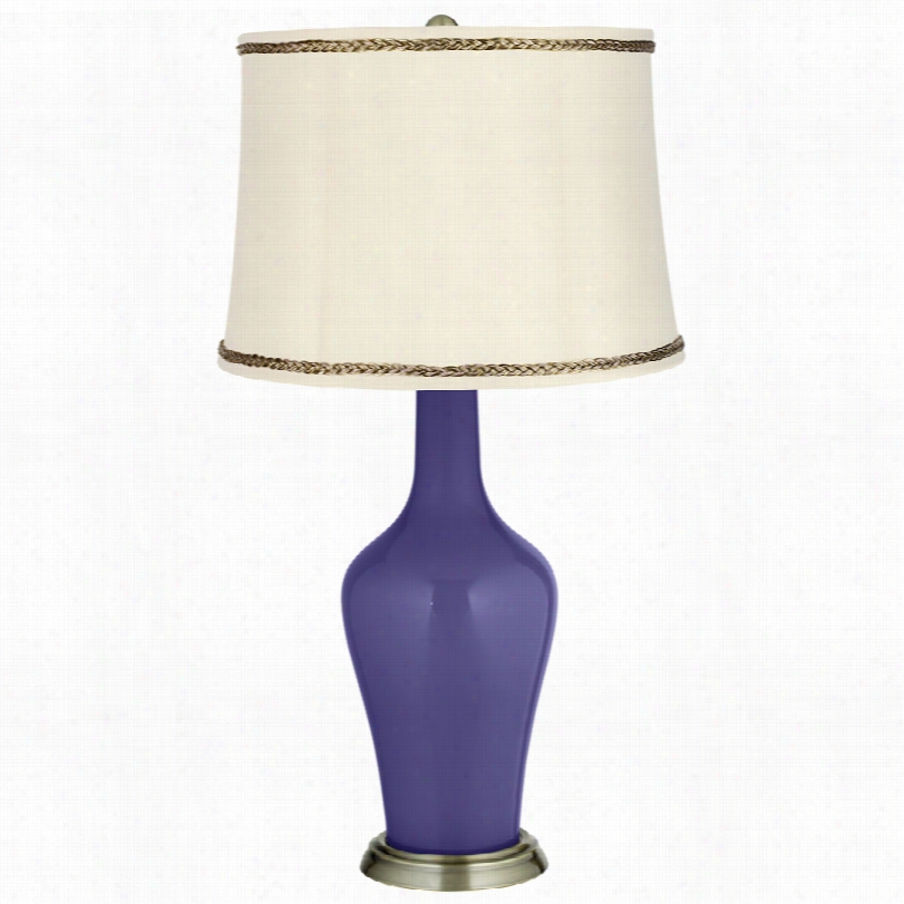 Transitional Valiant Violet Brass Anya Table Lamp  With Twist Trim