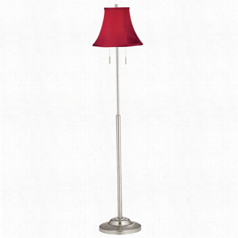 Contemporary Abba Red Sik Bell Twin Pull Chain Contemporary Floor Lamp