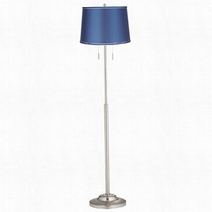 Contemporary  Abba Satin Medium Blue Floor Lamp